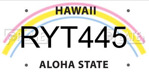 RYT445 Hawaii License Plate