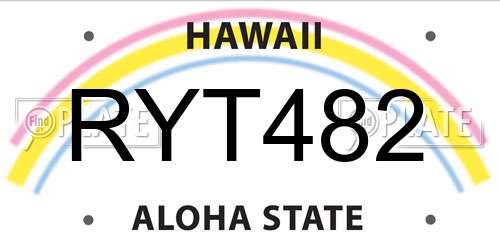 RYT482 Hawaii License Plate