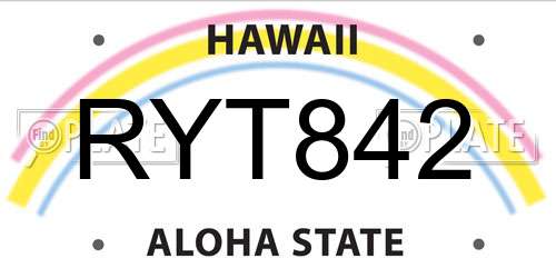 RYT842 Hawaii License Plate
