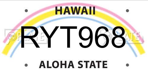 RYT968 Hawaii License Plate