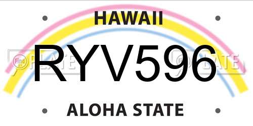 RYV596 Hawaii License Plate
