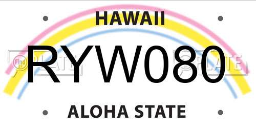 RYW080 Hawaii License Plate