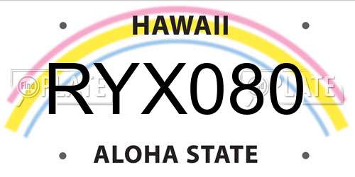 RYX080 Hawaii License Plate