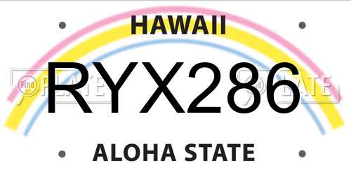 RYX286 Hawaii License Plate