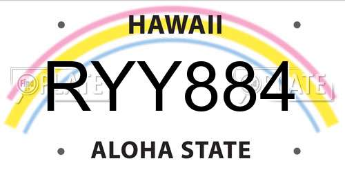 RYY884 Hawaii License Plate