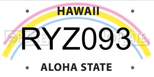 RYZ093 Hawaii License Plate
