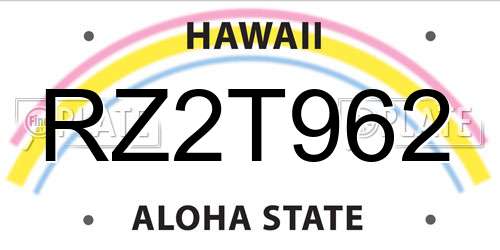 RZ2T962 Hawaii License Plate