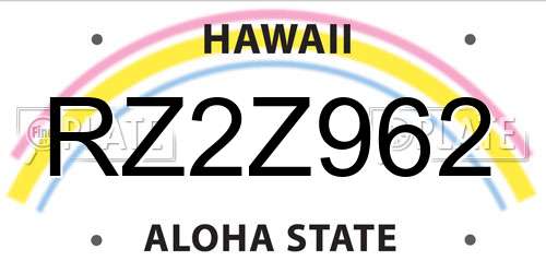 RZ2Z962 Hawaii License Plate