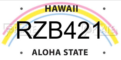 RZB421 Hawaii License Plate