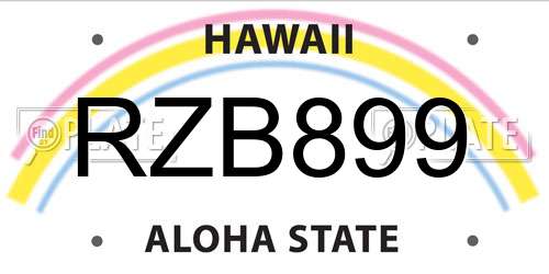 RZB899 Hawaii License Plate