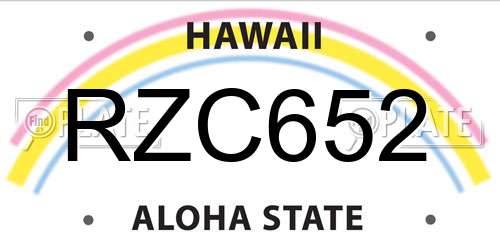 RZC652 Hawaii License Plate