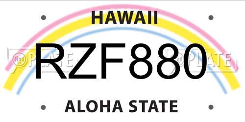 RZF880 Hawaii License Plate