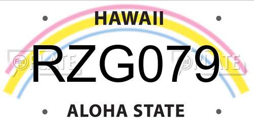RZG079 Hawaii License Plate