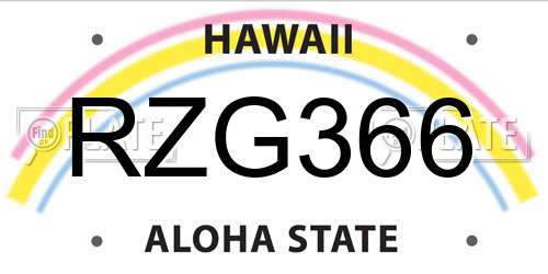 RZG366 Hawaii License Plate