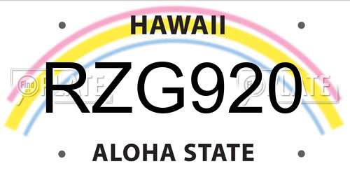 RZG920 Hawaii License Plate