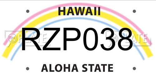 RZP038 Hawaii License Plate
