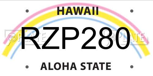 RZP280 Hawaii License Plate