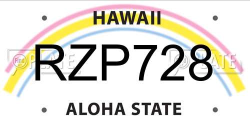 RZP728 Hawaii License Plate