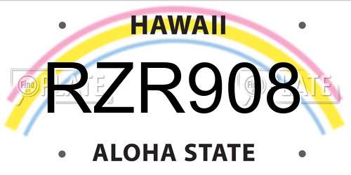 RZR908 Hawaii License Plate