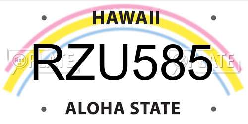 RZU585 Hawaii License Plate