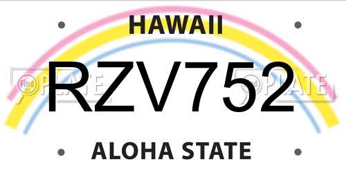 RZV752 Hawaii License Plate