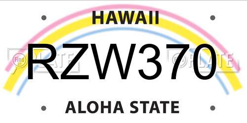 RZW370 Hawaii License Plate
