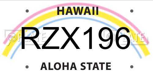 RZX196 Hawaii License Plate