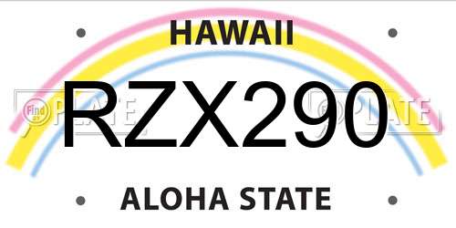 RZX290 Hawaii License Plate