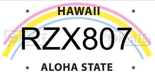 RZX807 Hawaii License Plate
