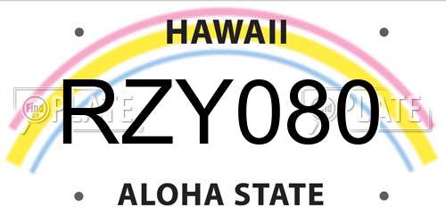 RZY080 Hawaii License Plate