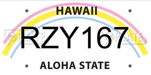 RZY167 Hawaii License Plate
