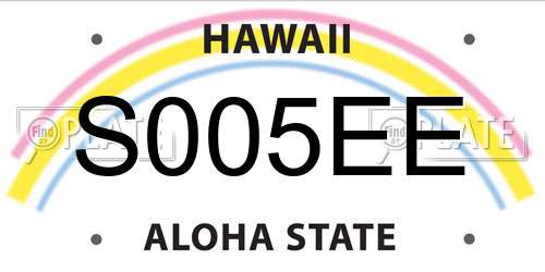 S005EE Hawaii License Plate
