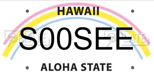 S00SEE Hawaii License Plate