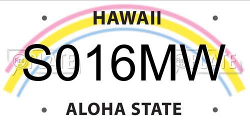S016MW Hawaii License Plate