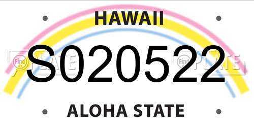 S020522 Hawaii License Plate