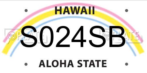 S024SB Hawaii License Plate