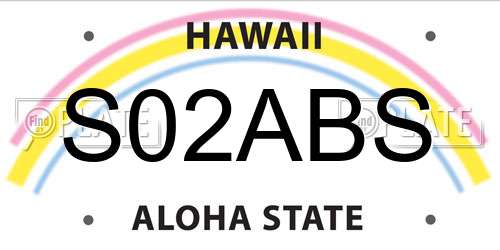 S02ABS Hawaii License Plate