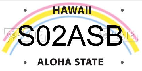 S02ASB Hawaii License Plate