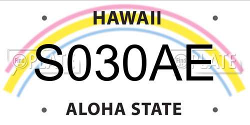 S030AE Hawaii License Plate