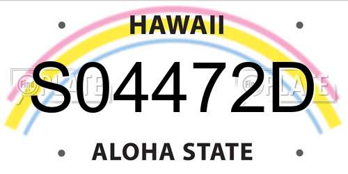 S04472D Hawaii License Plate
