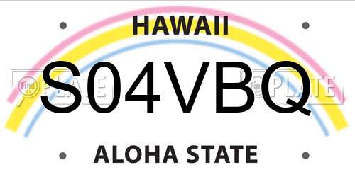 S04VBQ Hawaii License Plate