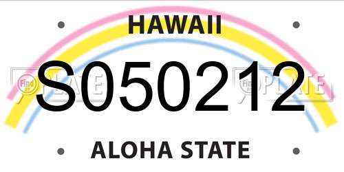 S050212 Hawaii License Plate