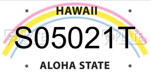 S05021T Hawaii License Plate