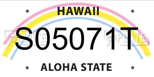 S05071T Hawaii License Plate