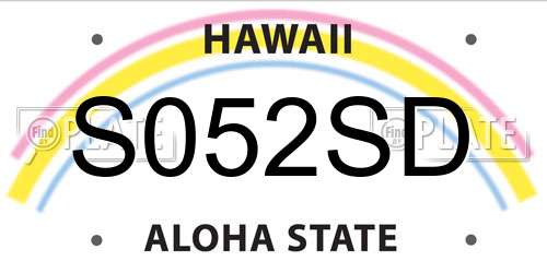 S052SD Hawaii License Plate