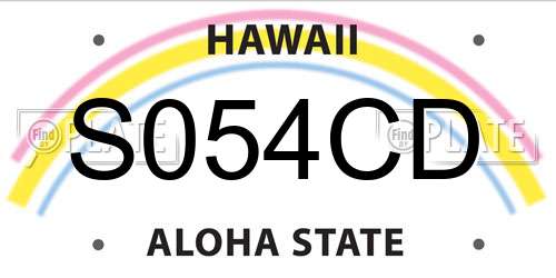 S054CD Hawaii License Plate