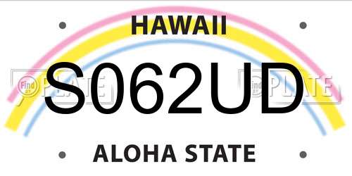 S062UD Hawaii License Plate