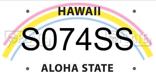 S074SS Hawaii License Plate