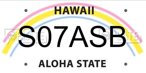 S07ASB Hawaii License Plate