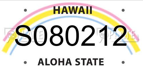 S080212 Hawaii License Plate